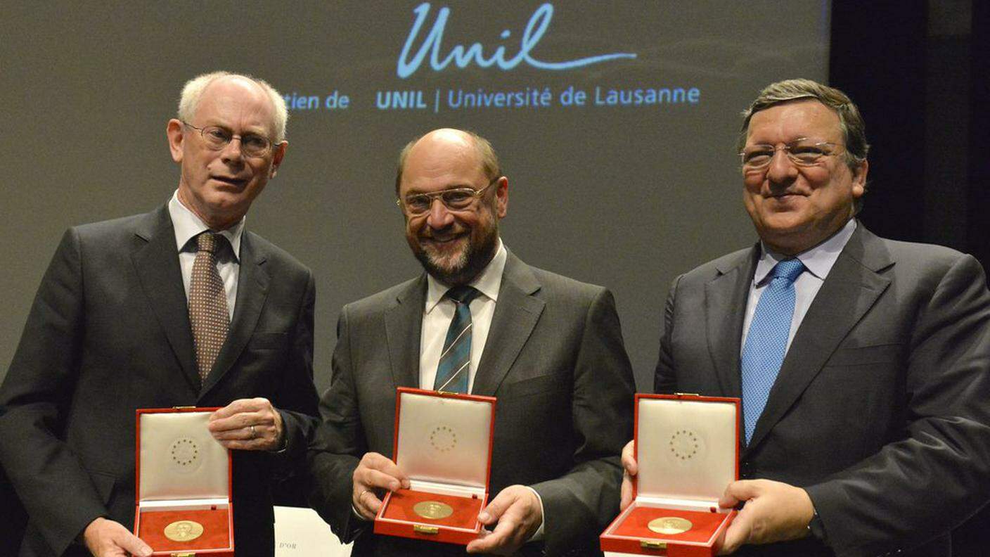 Herman Van Rompuy, Martin Schulz, e José Manuel Barroso