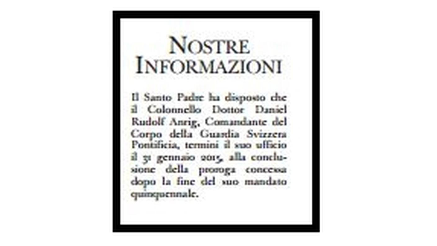 La notizia in basso alla prima pagina dell'Osservatore