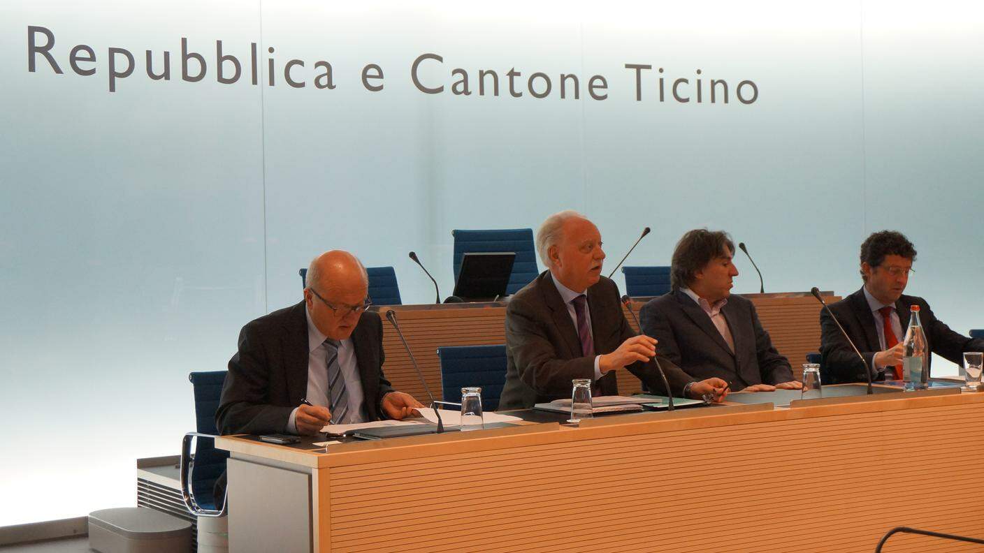 Il delegato cantonale per Expo, Giampiero Gianella, interviene durante la conferenza
