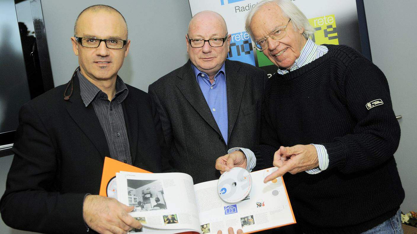 Presentazione del libro (accompagnato da 5 DVD) sul 50° anniversario della RTSI nel 2008. Nella foto ritratto insieme a Nico Tanzi e Dino Balestra