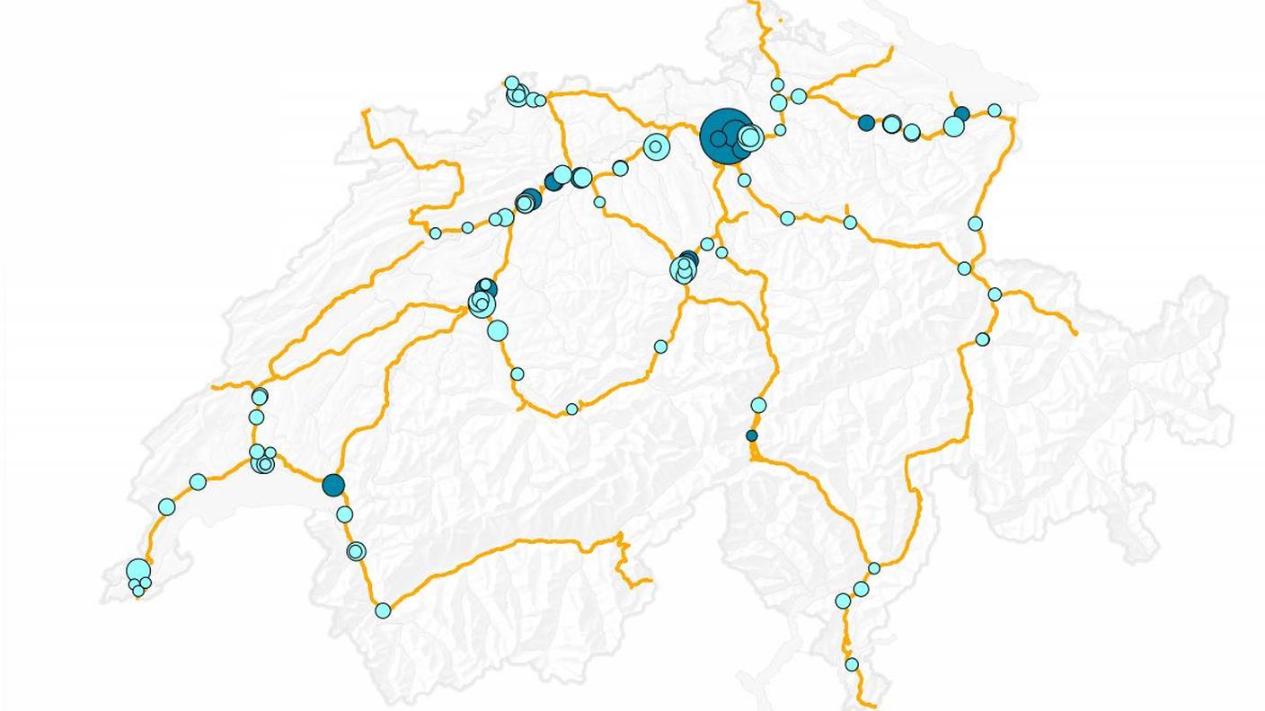 La carta dei tratti a rischio sulla rete delle strade nazionali USTRA