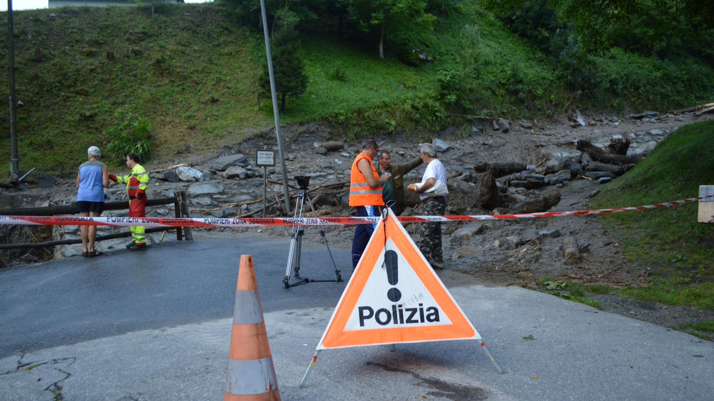 Colata di fango nel paese di Mesocco