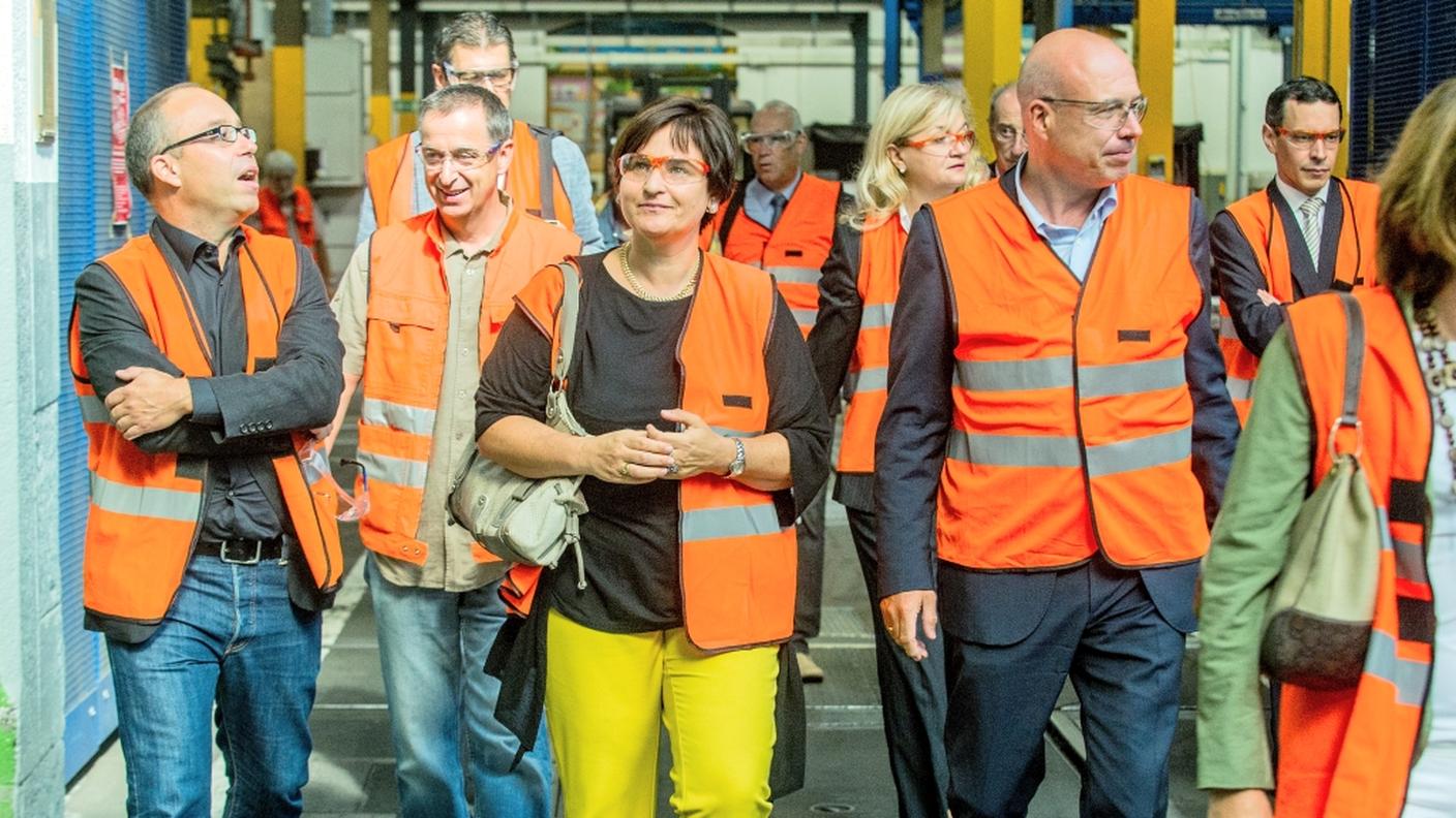 La deputazione ticinese il giorno prima in visita alle Officine di Bellinzona