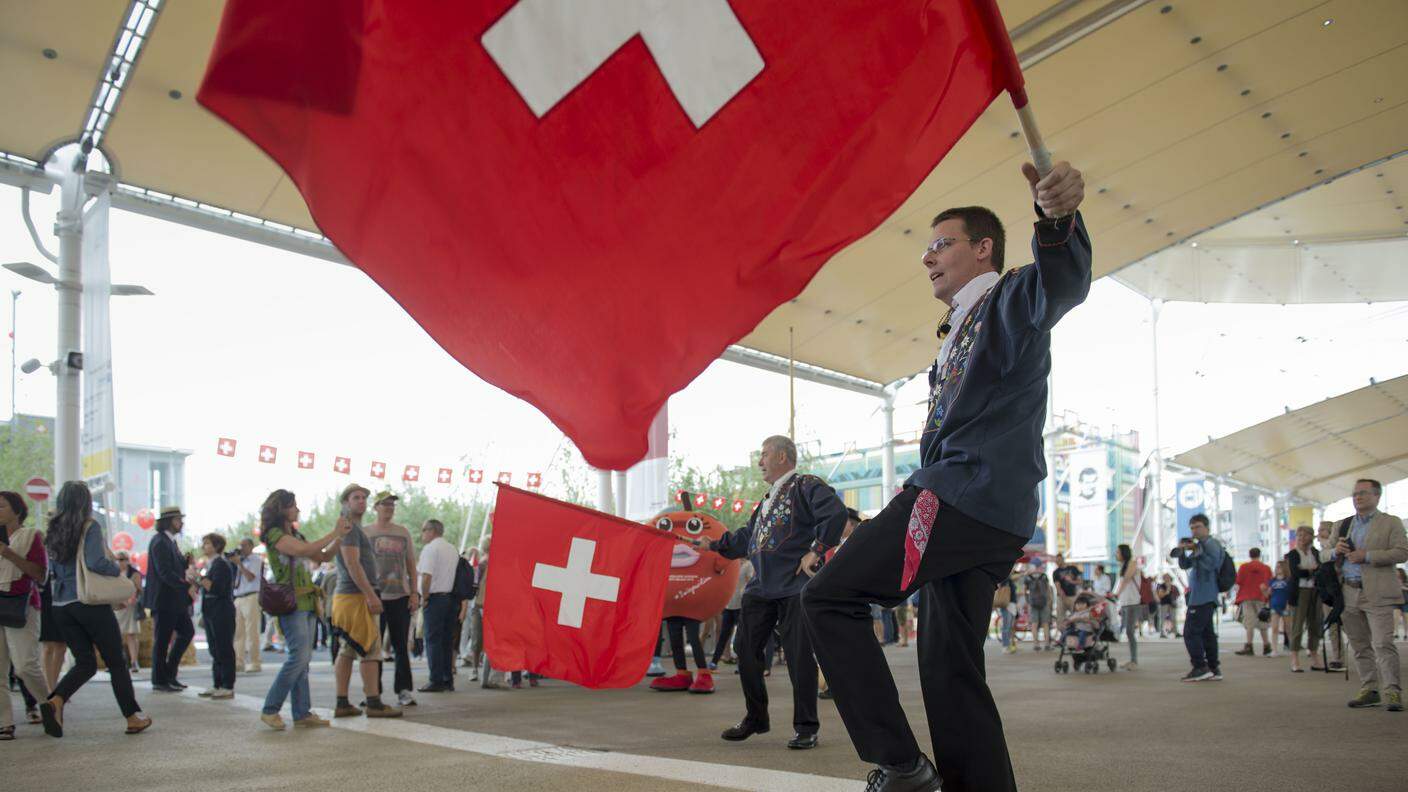 Un'immagine scattata durante la festa del primo agosto al padiglione svizzero di Expo