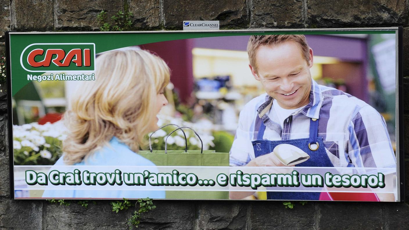 Un manifesto pubblicitario (con errore) della CRAI diffuso in Ticino