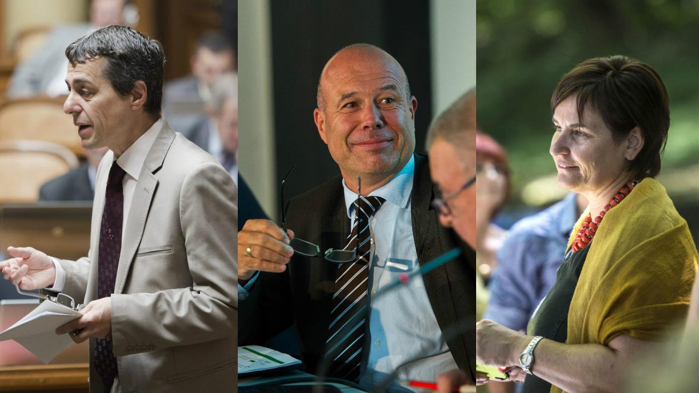 Ignazio Cassis, Fabio Regazzi e Marina Carobbio Guscetti