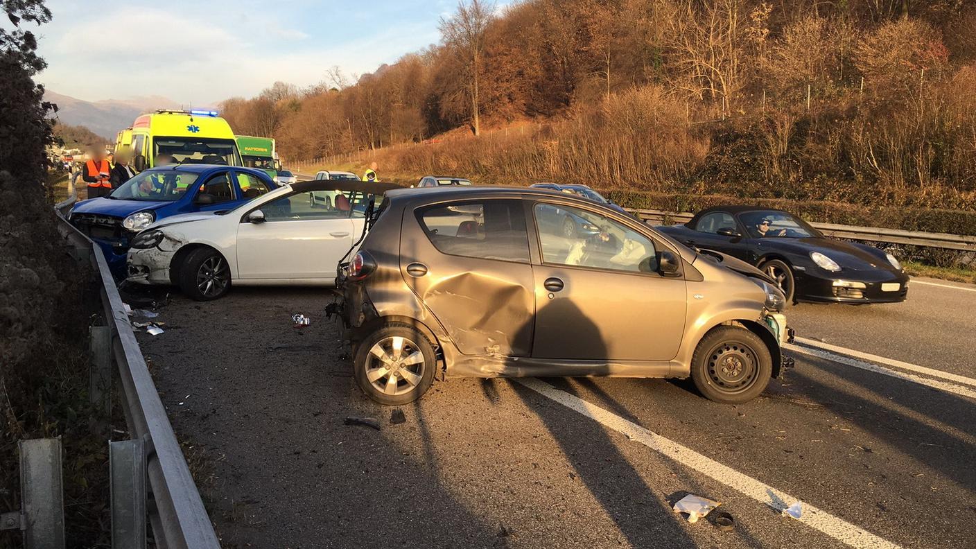I tre veicoli coinvolti nella carambola all'entrata di Lugano Sud