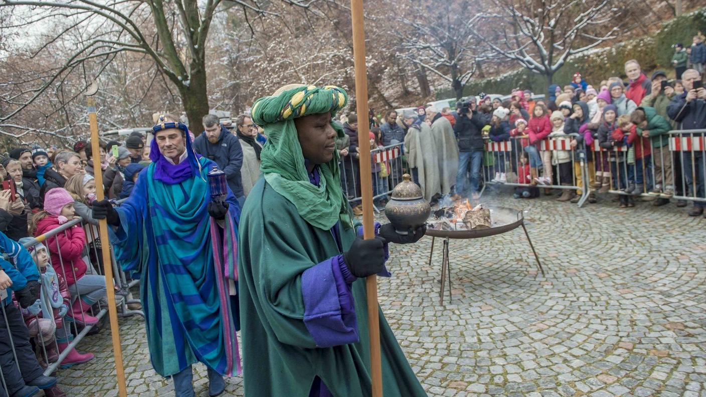 L'arrivo dei Re Magi durante la rappresentazione al Bigorio