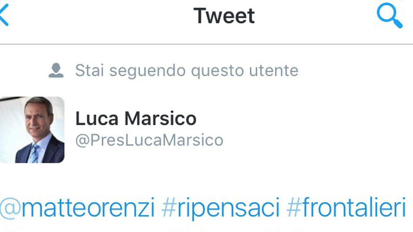 L'hashtag "renzi ripensaci" del consigliere di Forza Italia, Luca Marsico