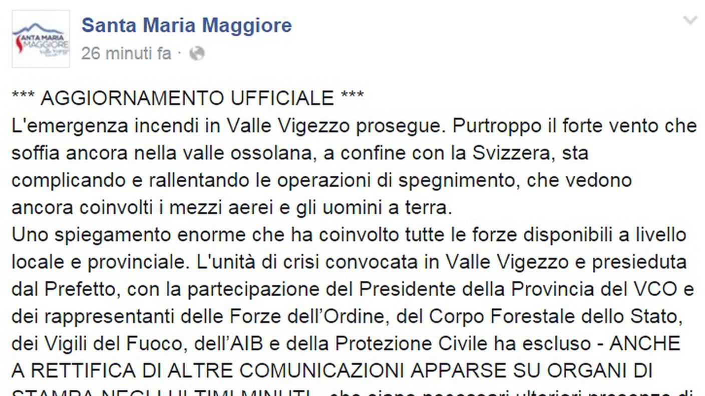 Aggiornamento da Santa Maria Maggiore, clicca sull'immagine per ingrandirla