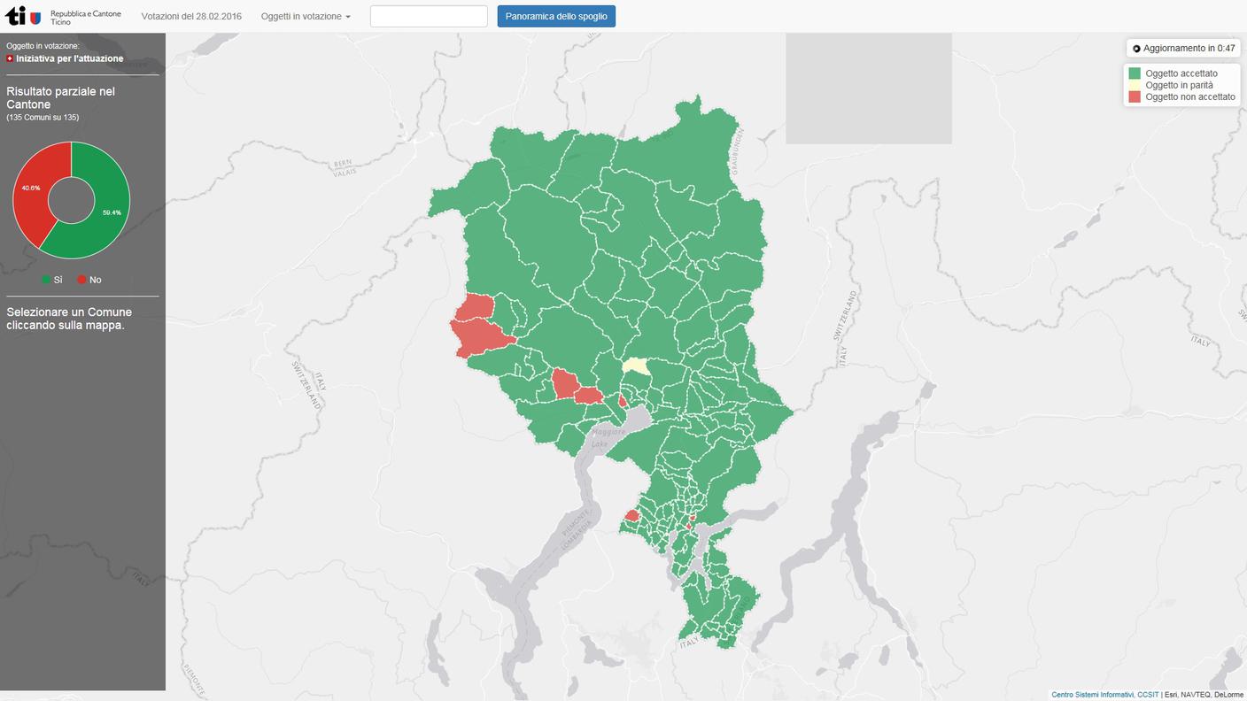 INIZIATIVA PER L'ATTUAZIONE, i risultati a livello comunale in Ticino