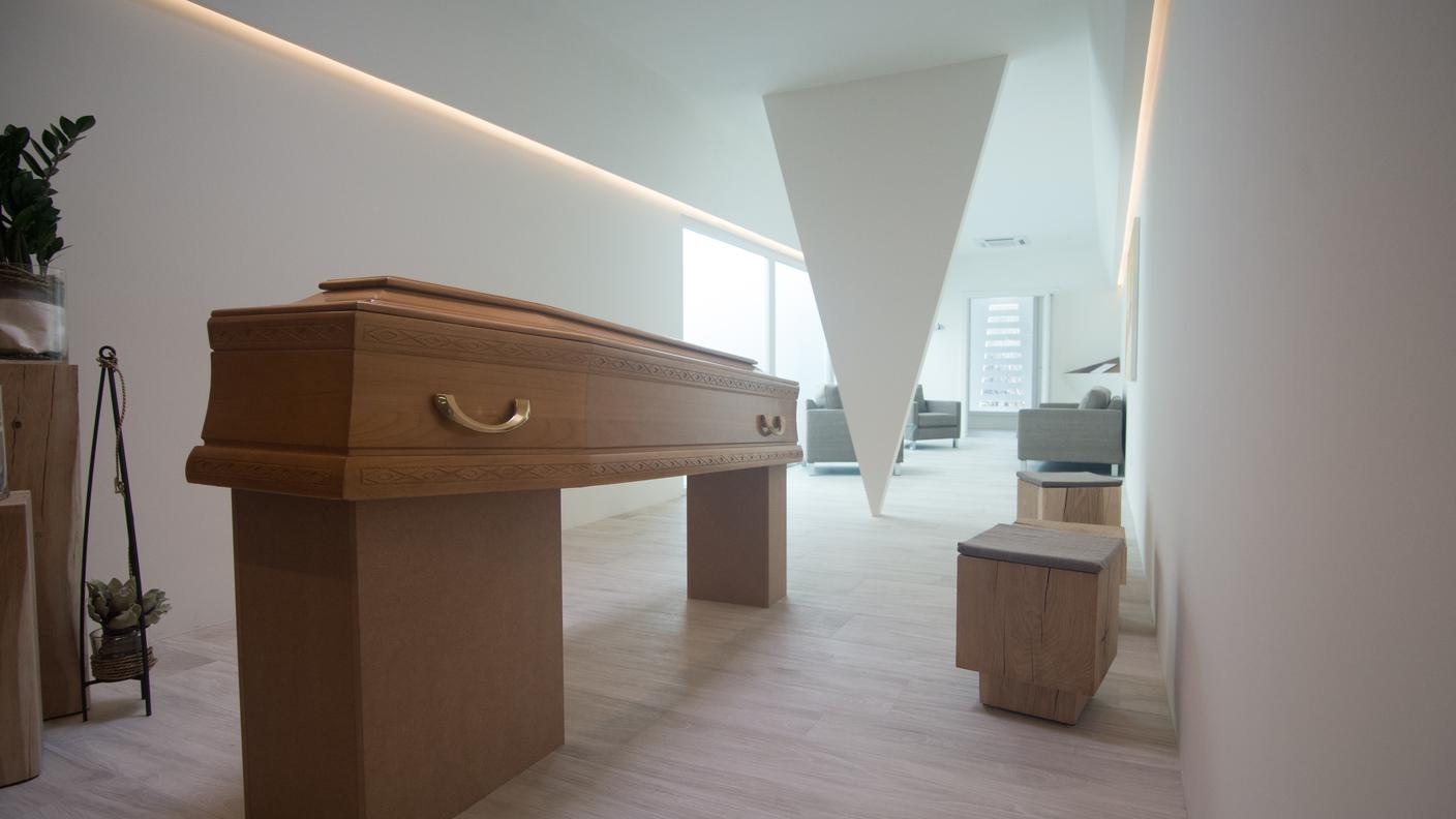 L'interno della nuova casa funeraria di Bellinzona