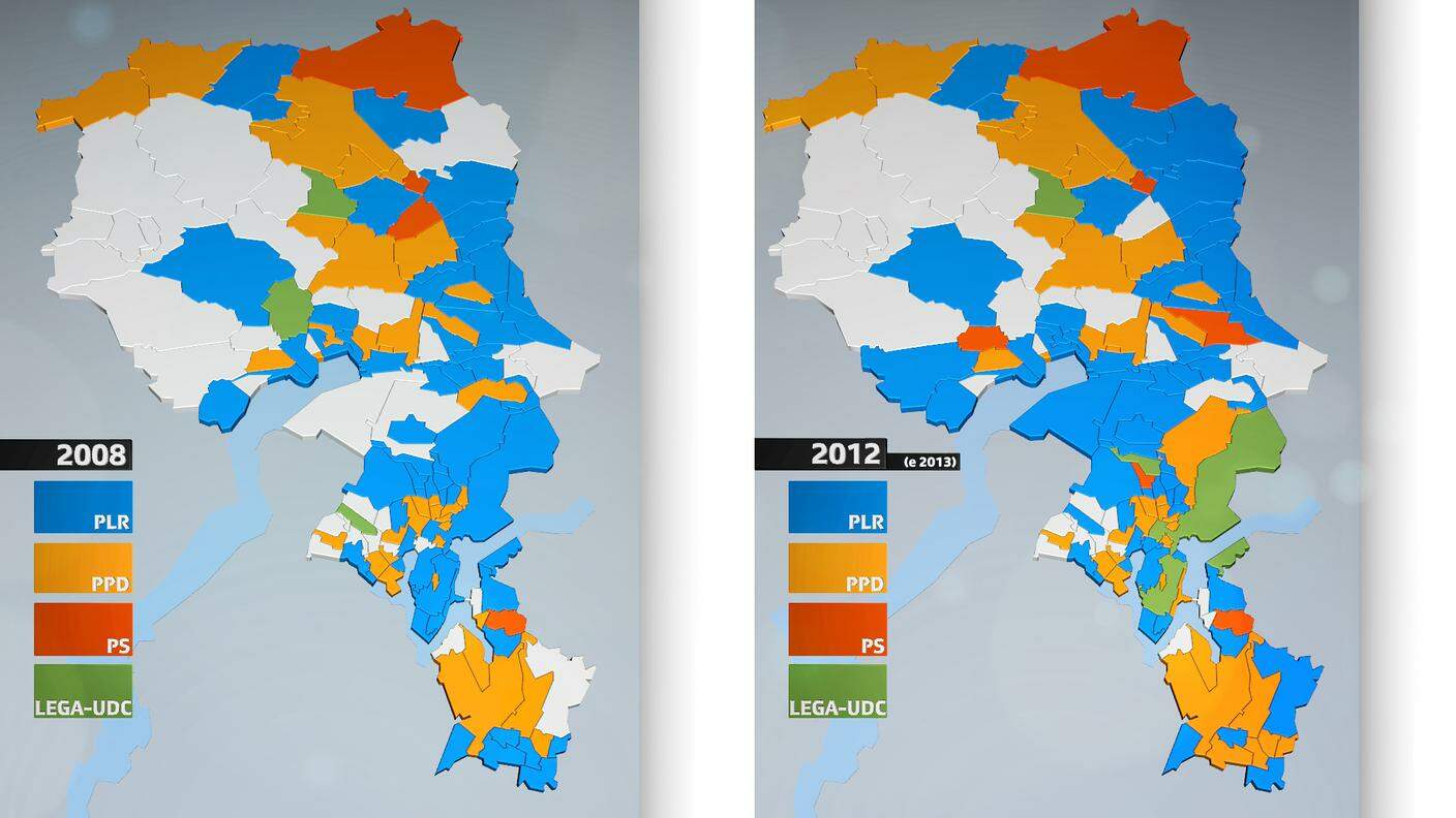 Il confronto: elezioni comunali 2008-2012 (e 2013 per Lugano e Mendrisio)