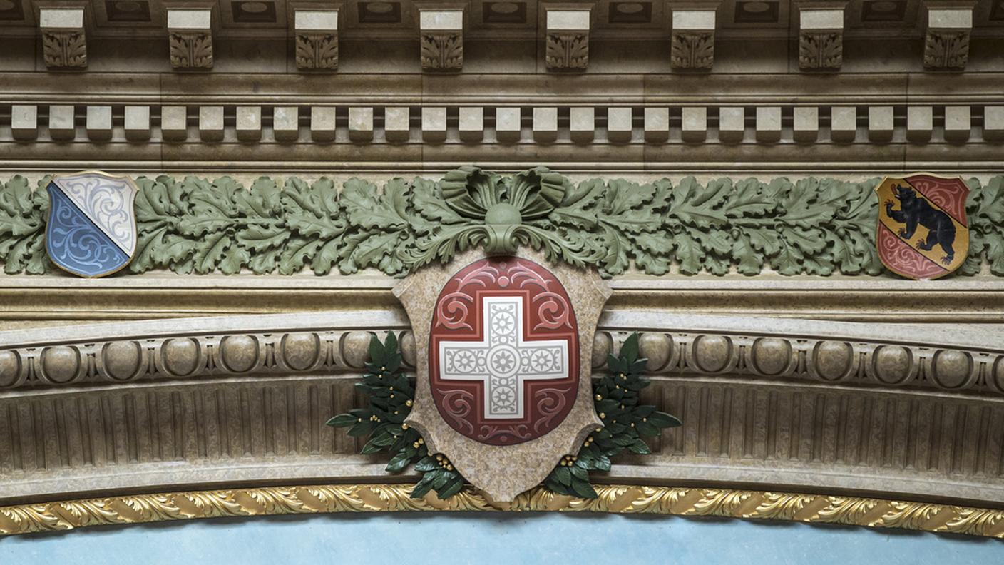 Un dettaglio dell'aula del Consiglio nazionale