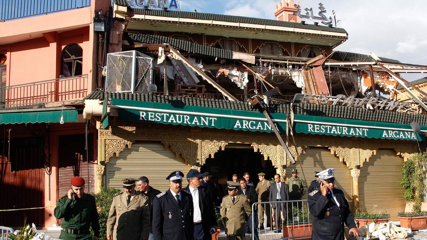 Il caffè Argana, dove esplose la bomba