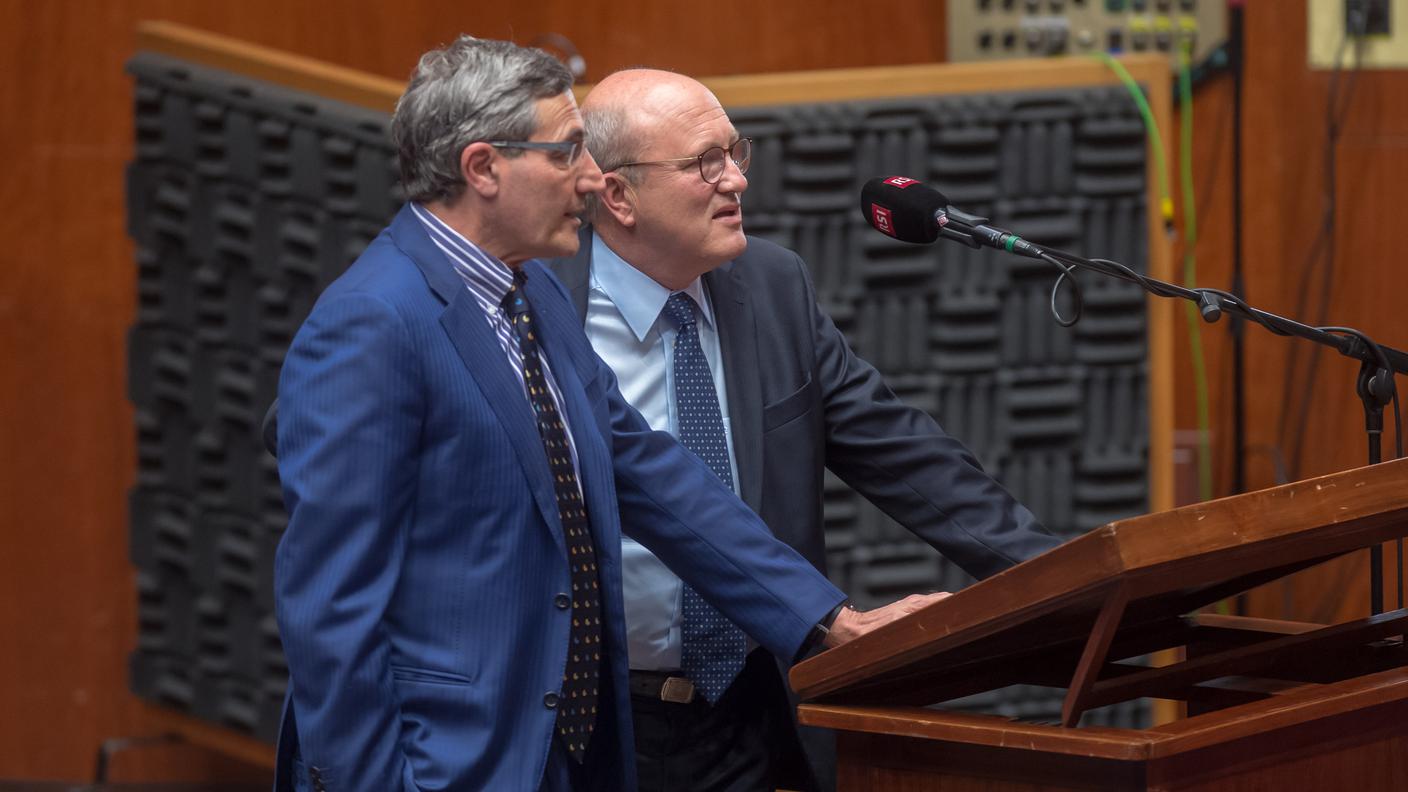 Maurizio Canetta, direttore della RSI, insieme al presidente della CORSI Luigi Pedrazzini