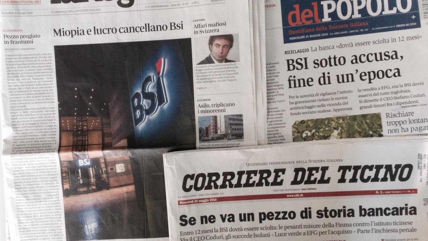 La BSI occupa le prima pagine dei giornali