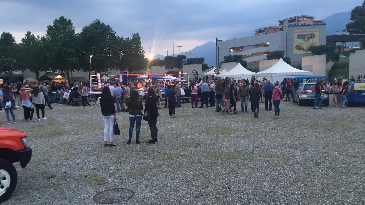 Il ring allestito nella rotonda di Piazza Castello