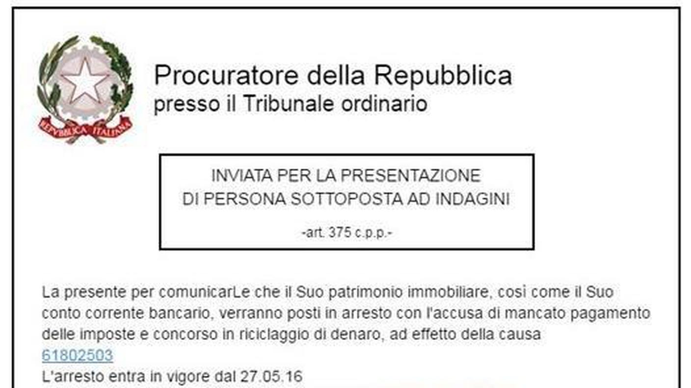 Un altro esempio di mail da cancellare e non considerare (clicca sull'immagine per ingrandirla)