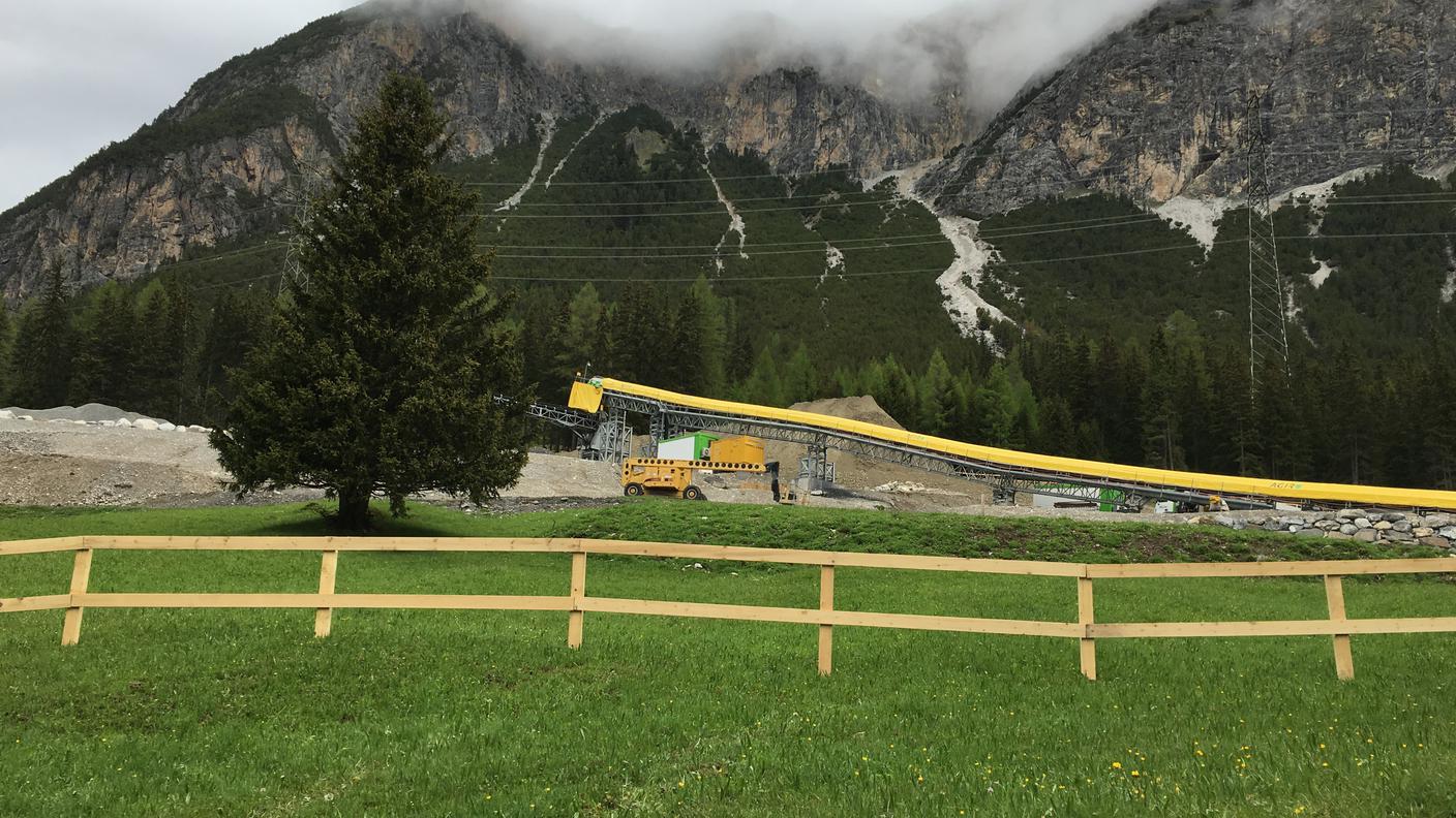 Il cantiere della nuova galleria a Preda
