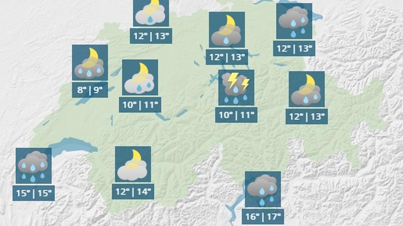 Le previsioni meteo per giovedì (clicca sull'immagine per ingrandirla)
