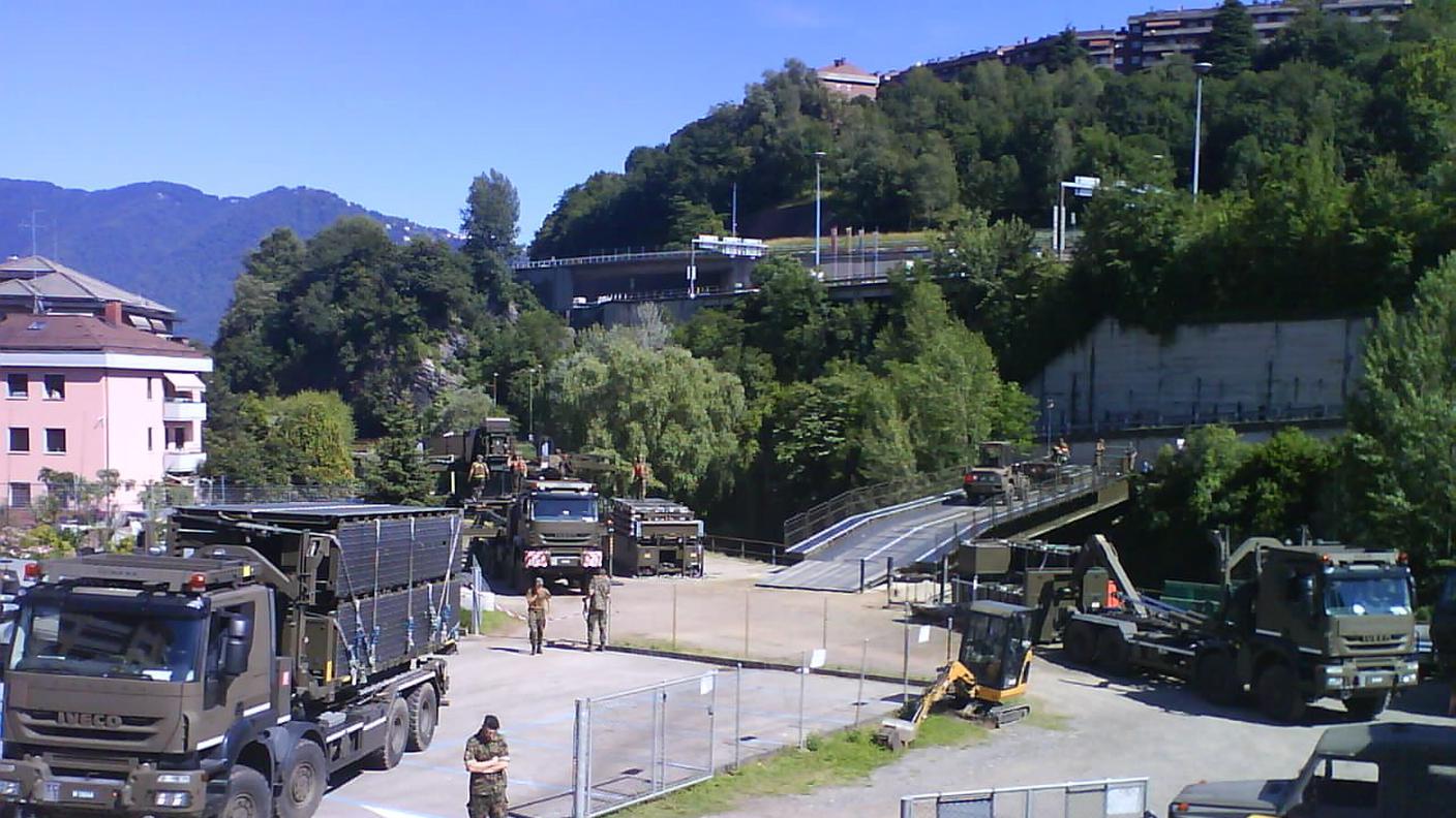 Durante l'esercitazione è stato posato anche un ponte mobile di supporto