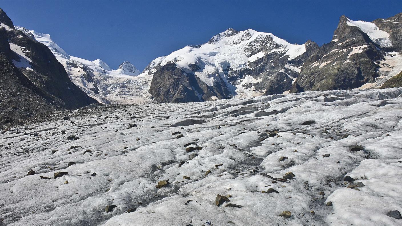 L'area dove è stato ritrovato il cadavere del 36enne scomparso sul Bernina