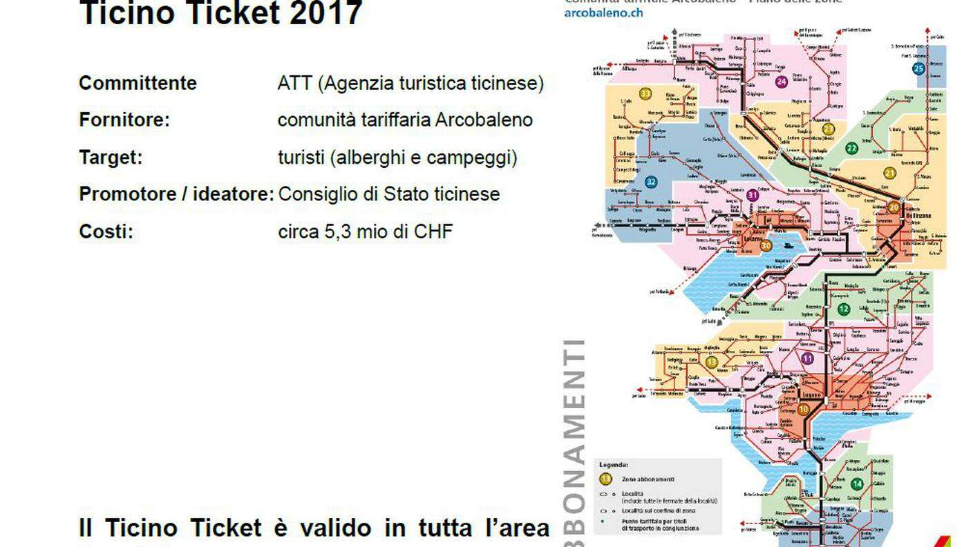 Il Ticino Ticket è valido in tutta l'area Arcobaleno