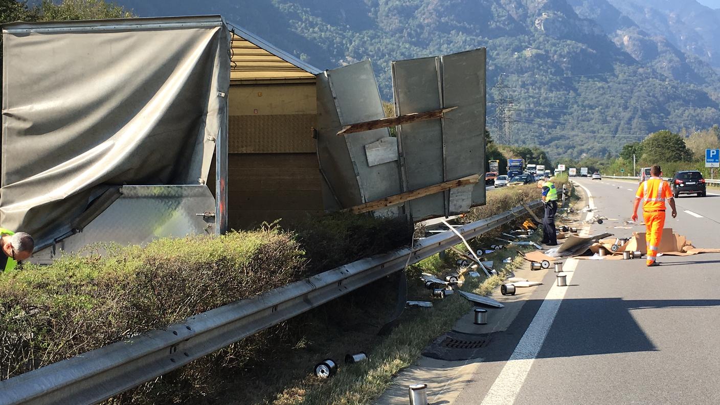 Il mezzo pesante adagiato sul guidovia