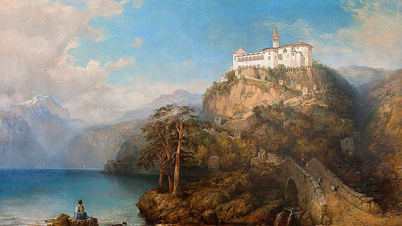 George Edwards Hering (1805-1879), Veduta del Sacro Monte della Madonna del Sasso, 1865, olio su tela