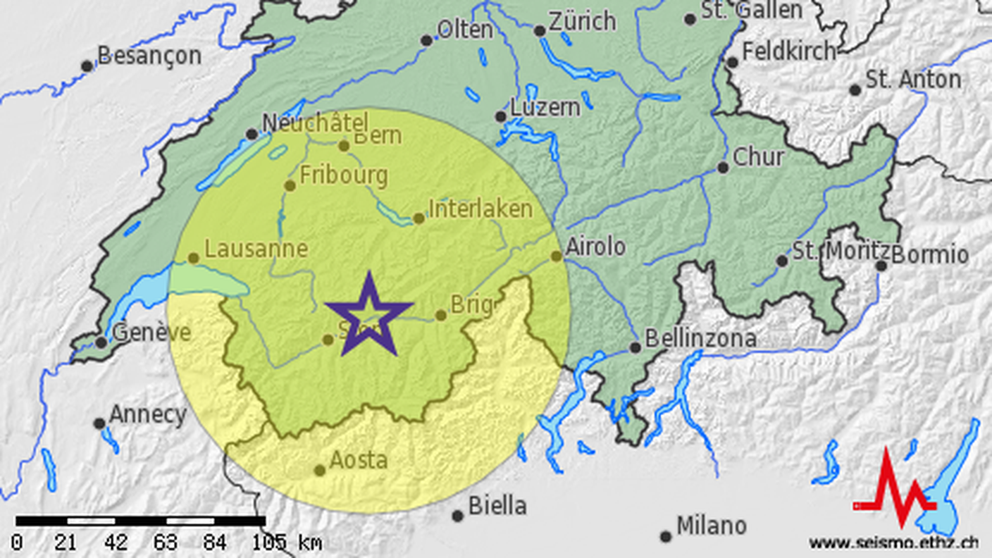 L'area di scuotimento stimata