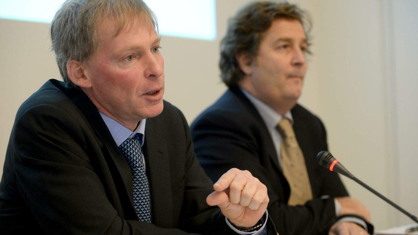Claudio Zali e Giovanni Bruschetti qui fianco a fianco nel 2013 per la presentazione della convezione tra Cantone e CRTL
