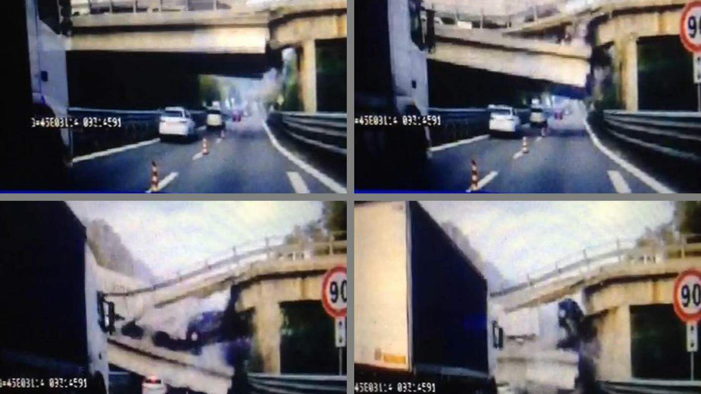 Le immagini del crollo del viadotto, costato la vita ad una persona