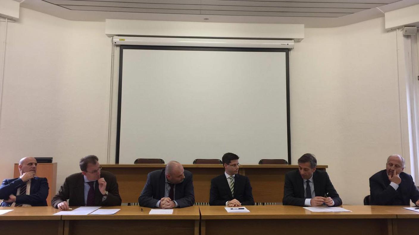 Un momento della conferenza stampa di martedì, a Giubiasco
