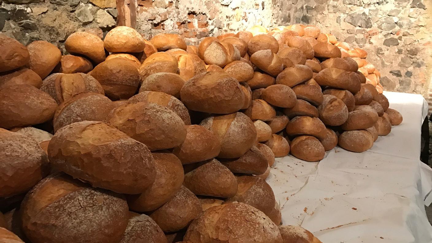 Pagnotte pronte da distribuire ai fedeli