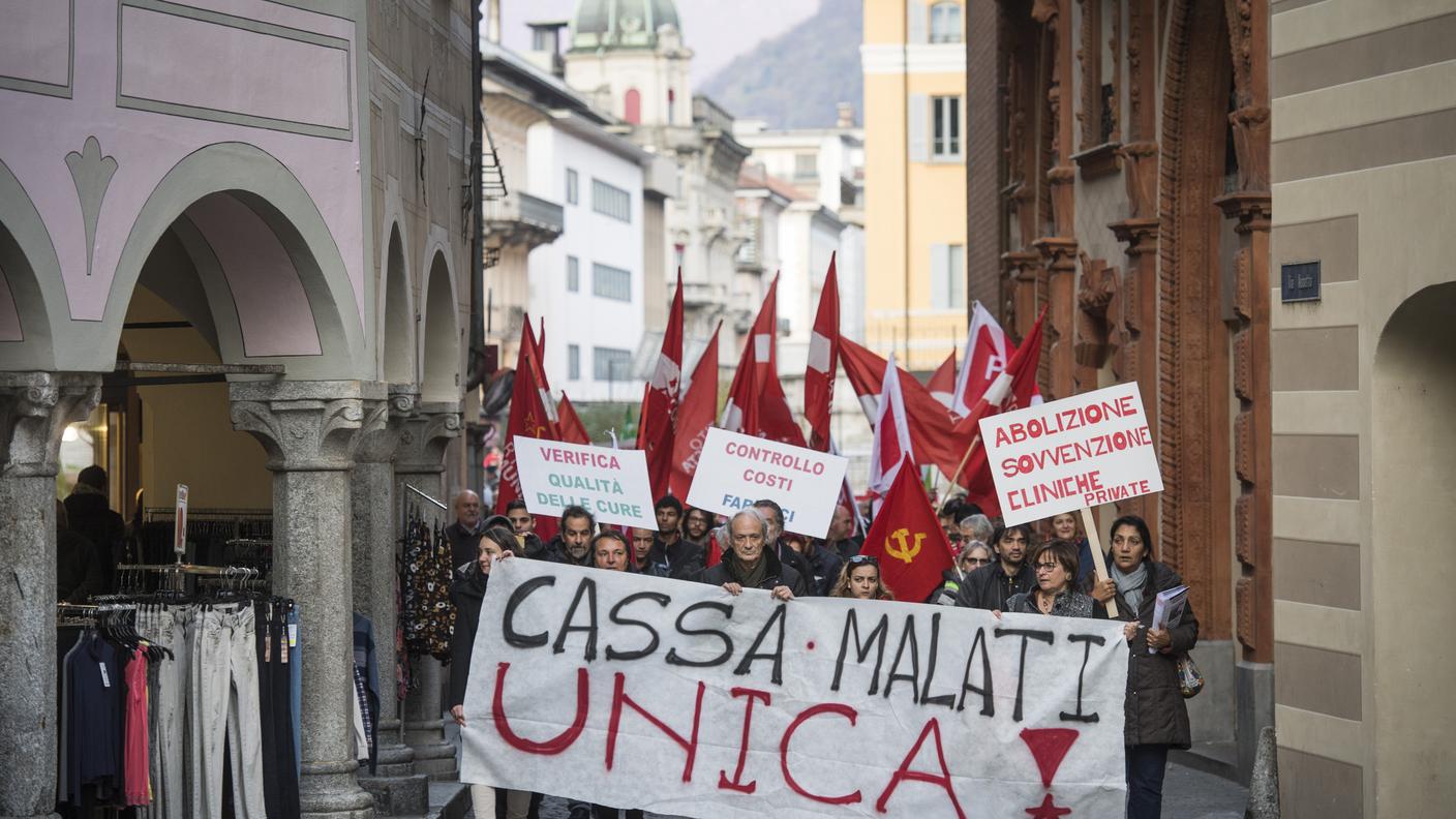 Un'immagine della manifestazione di protesta del 2018 contro l'aumento dei premi di cassa malati