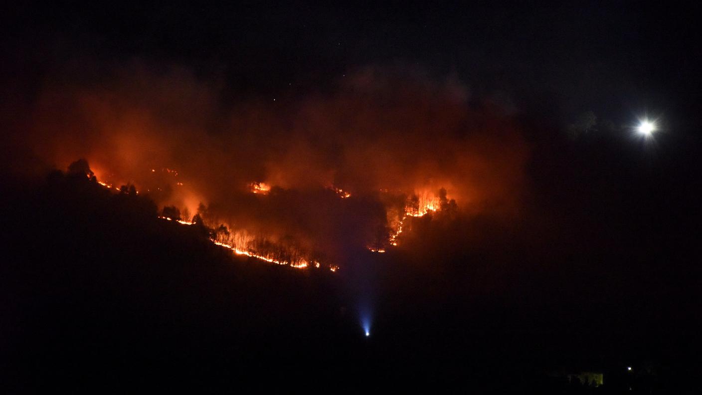 L'estensione delle fiamme divampate mercoledì in serata sopra Corticiasca