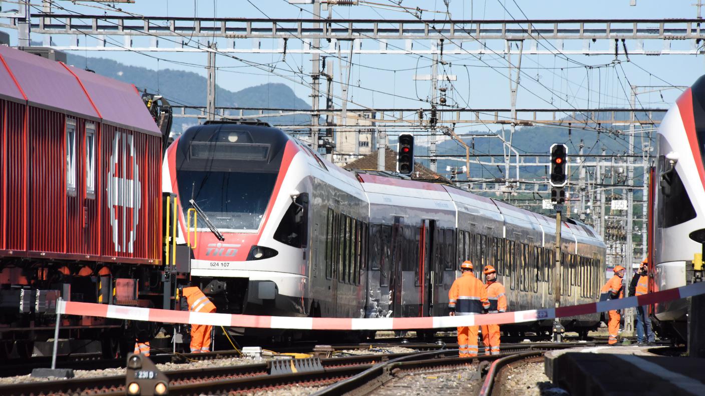 Un'immagine dell'incidente avvenuto sabato alla stazione FFS di Chiasso