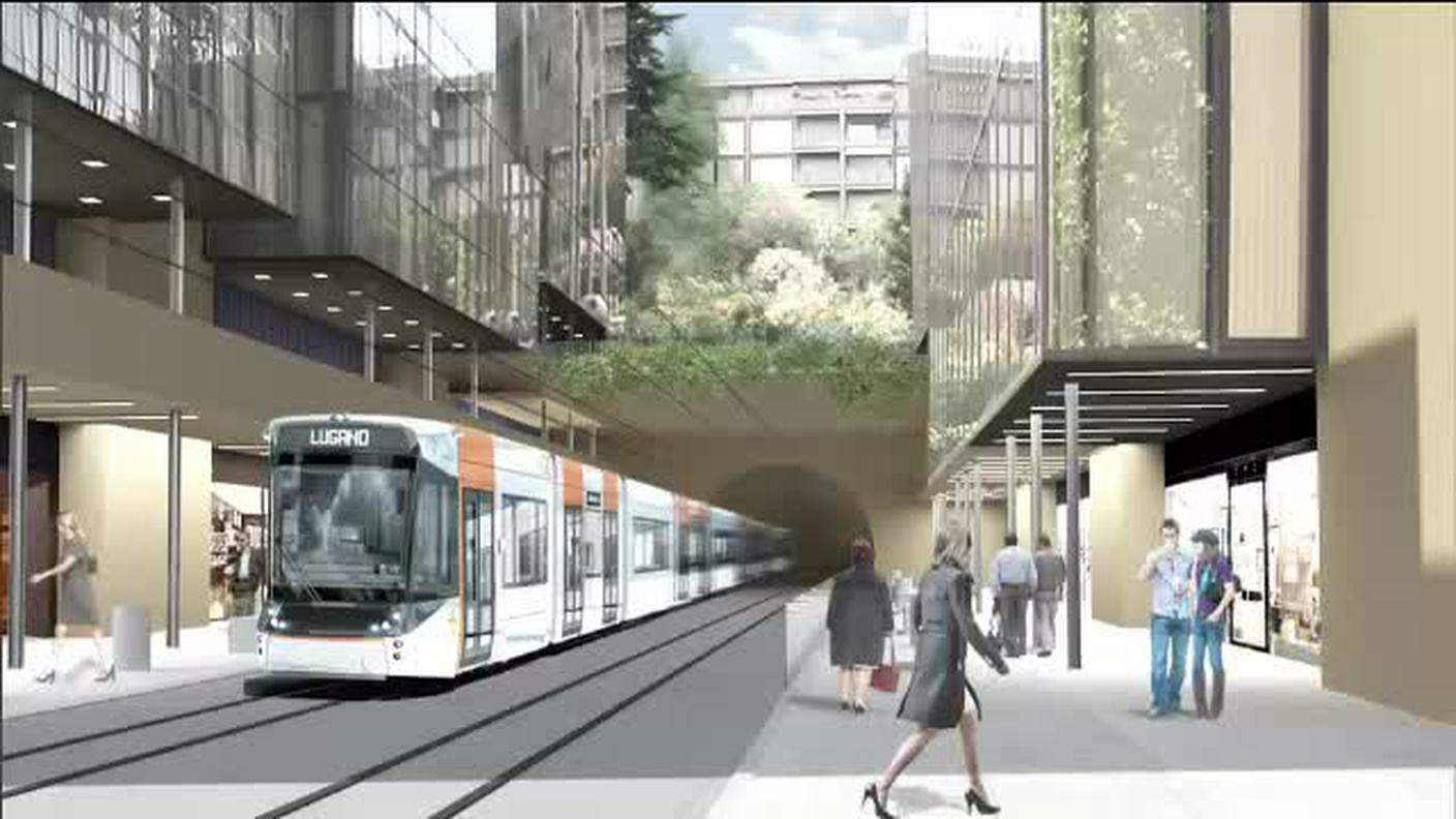 Il progetto del tram-treno in centro a Lugano