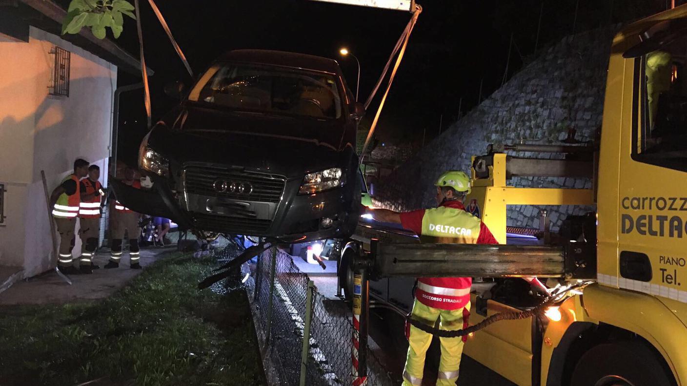 L'auto colta dal giardino