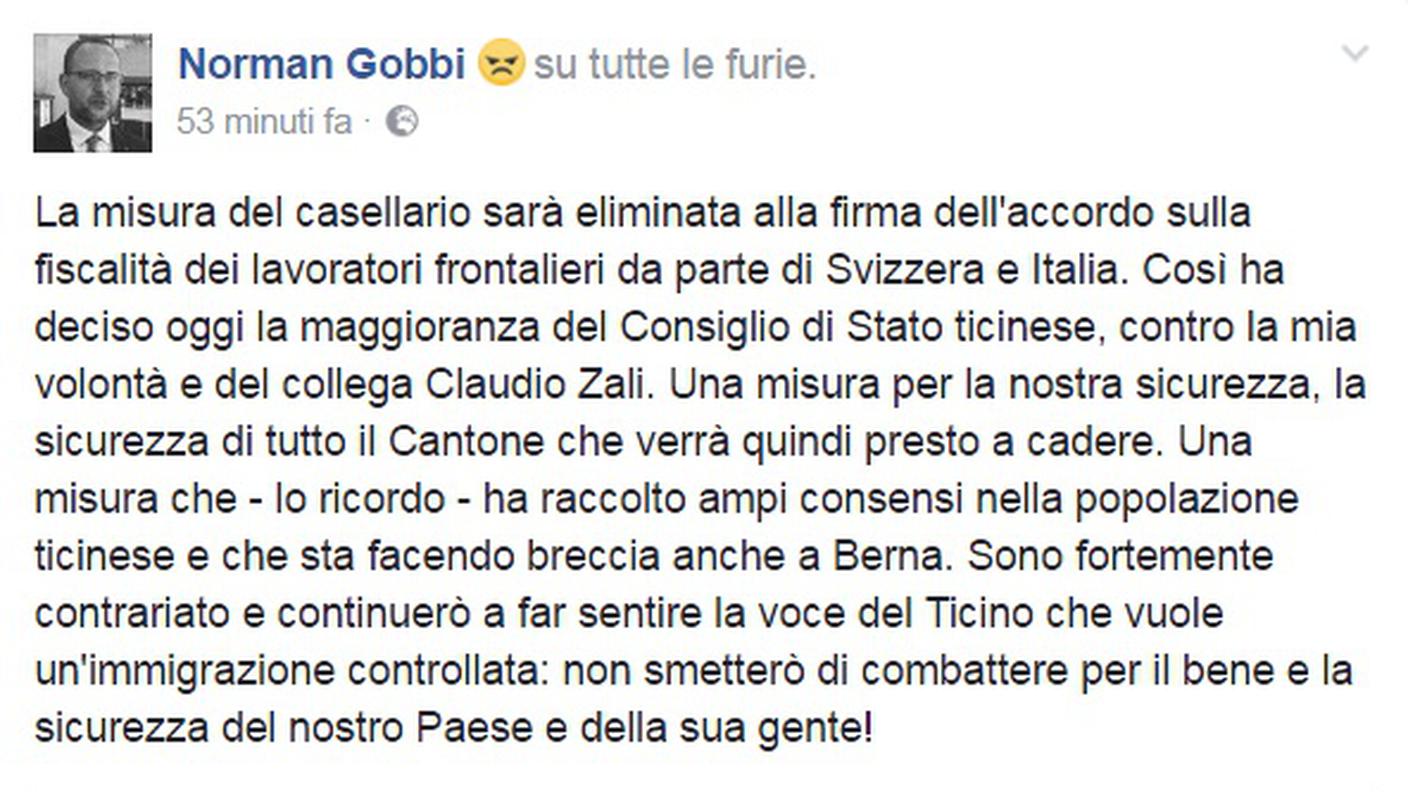 Il post di Norman Gobbi