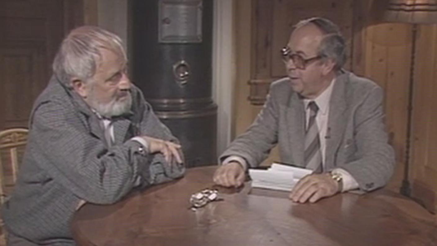 Franco Pool (destra) durante un'intervista a Wolfgang Hildesheimer 