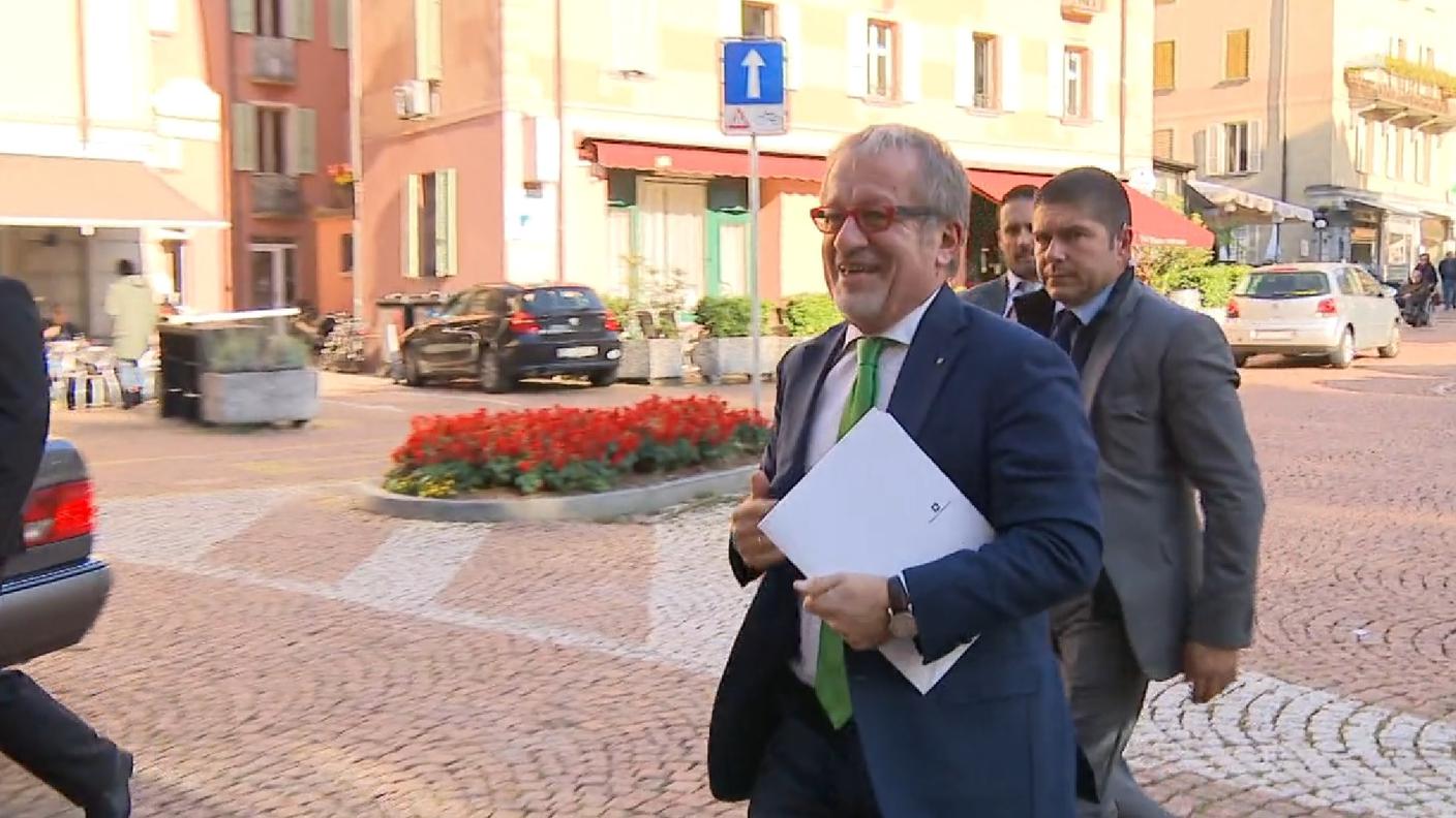 L'arrivo di Maroni a Bellinzona lo scorso ottobre. Allora sul tavolo c'era l’iniziativa "Prima i nostri"