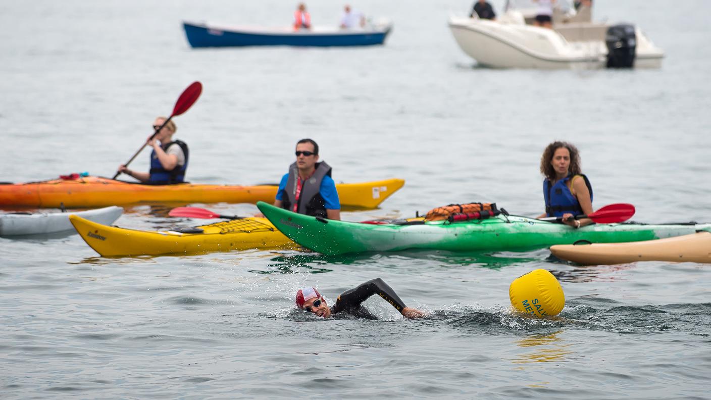 Uno dei concorrenti fotografato subito dopo la partenza