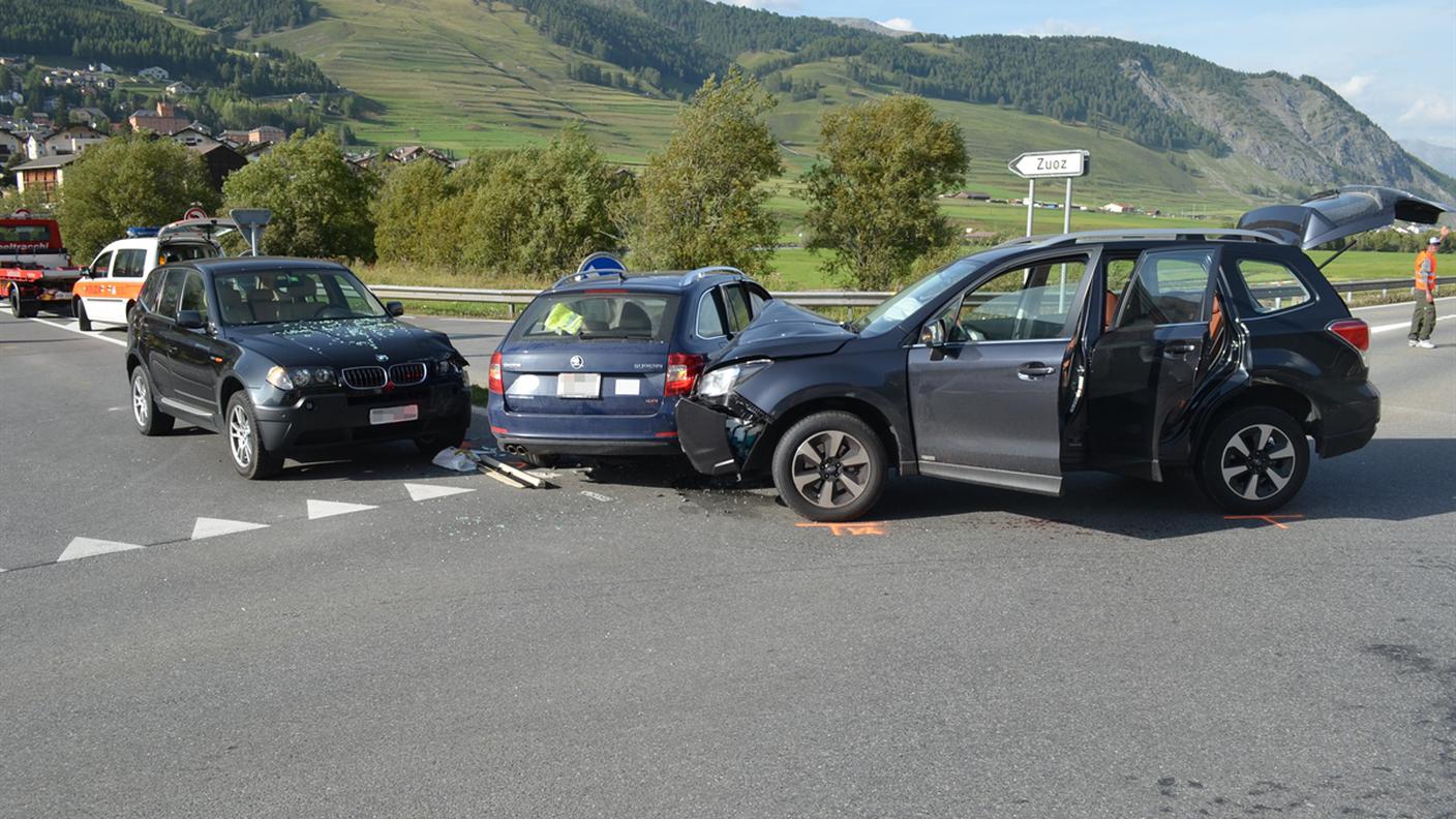 Le tre auto coinvolte nell'incidente