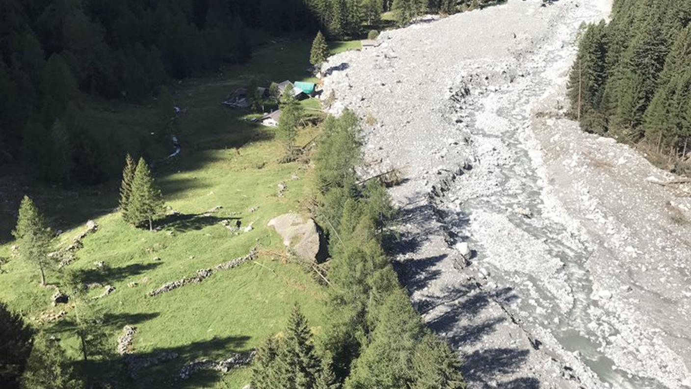 Il materiale accumulatosi in Val Bondasca