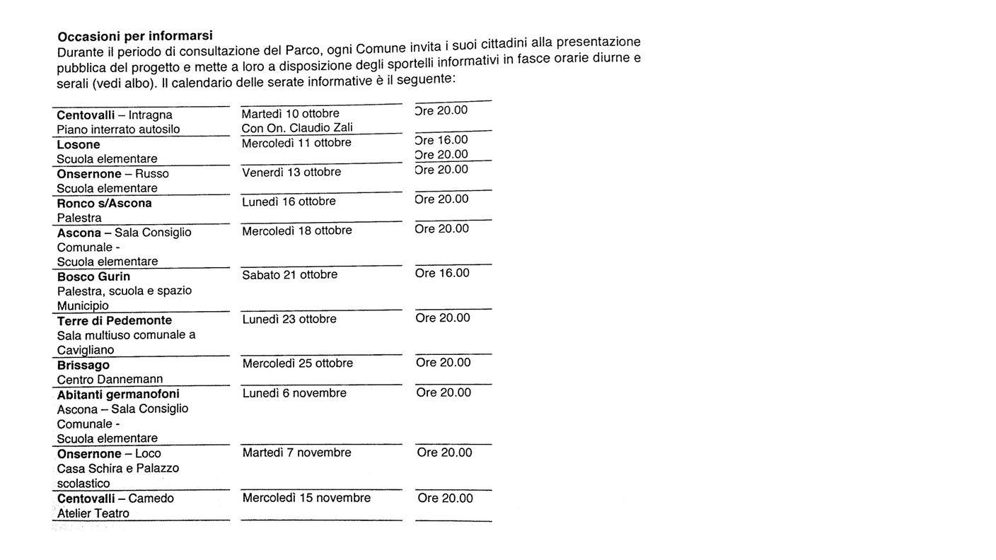 Il calendario delle serate informative