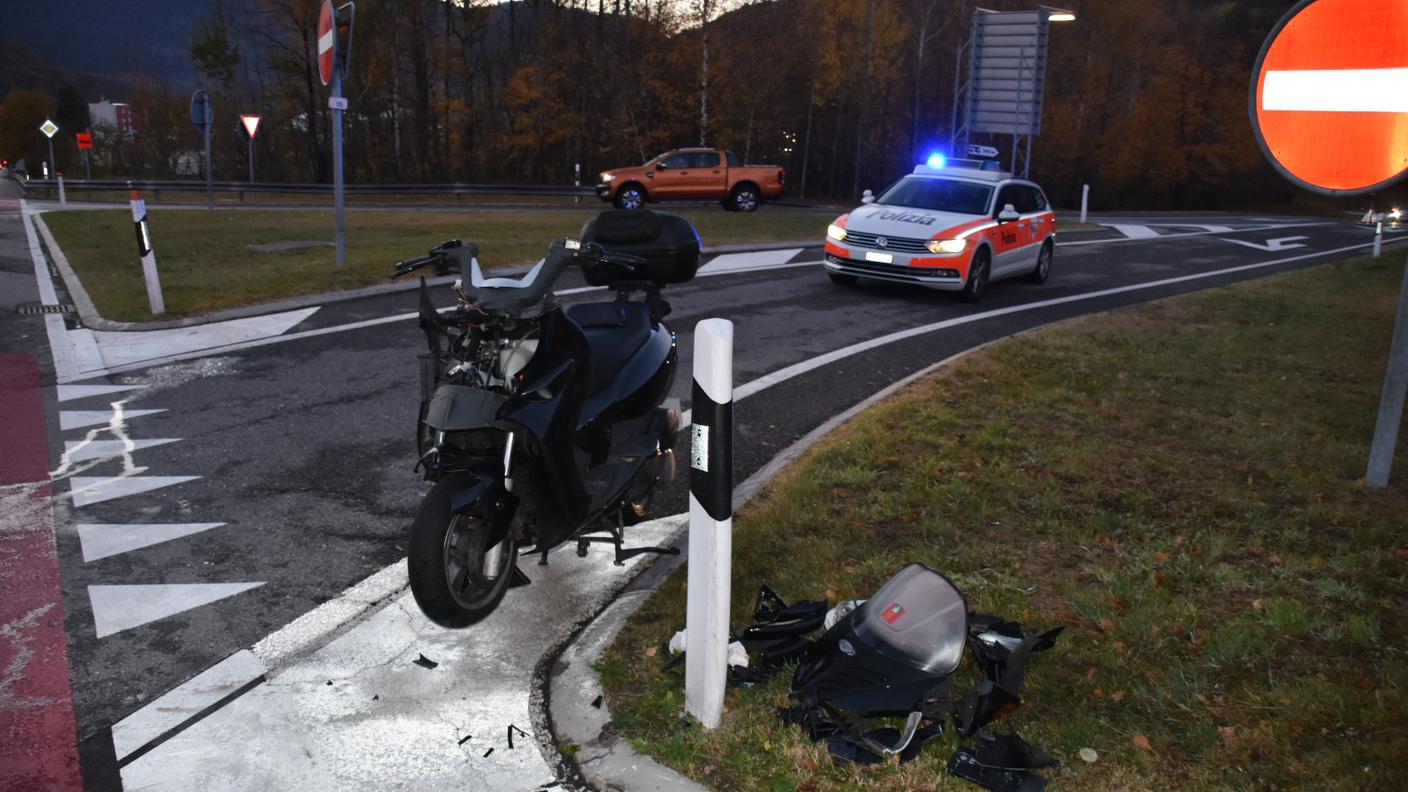 Lo scooter coinvolto nell'incidente di venerdì mattina a Rivera