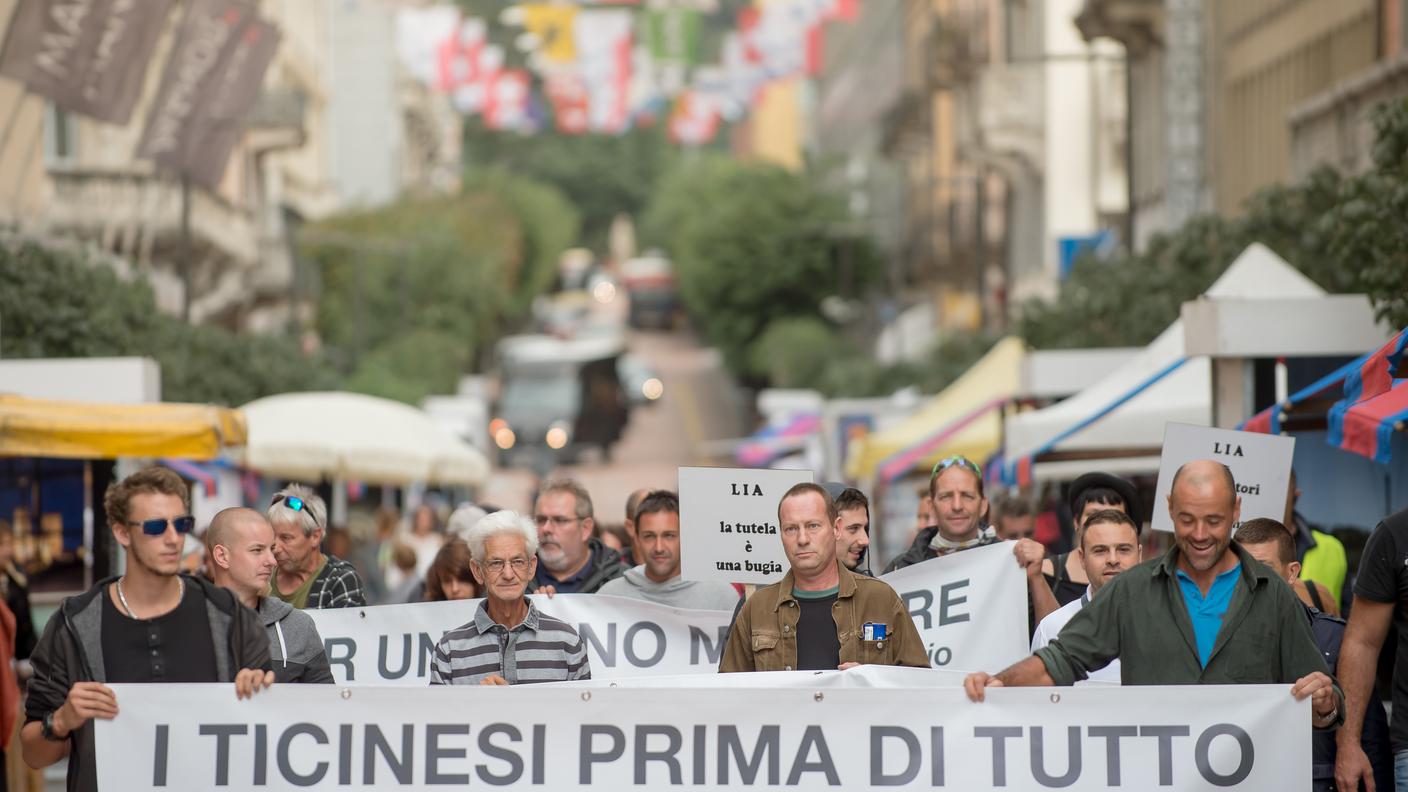 Una manifestazione a Bellinzona contro la LIA