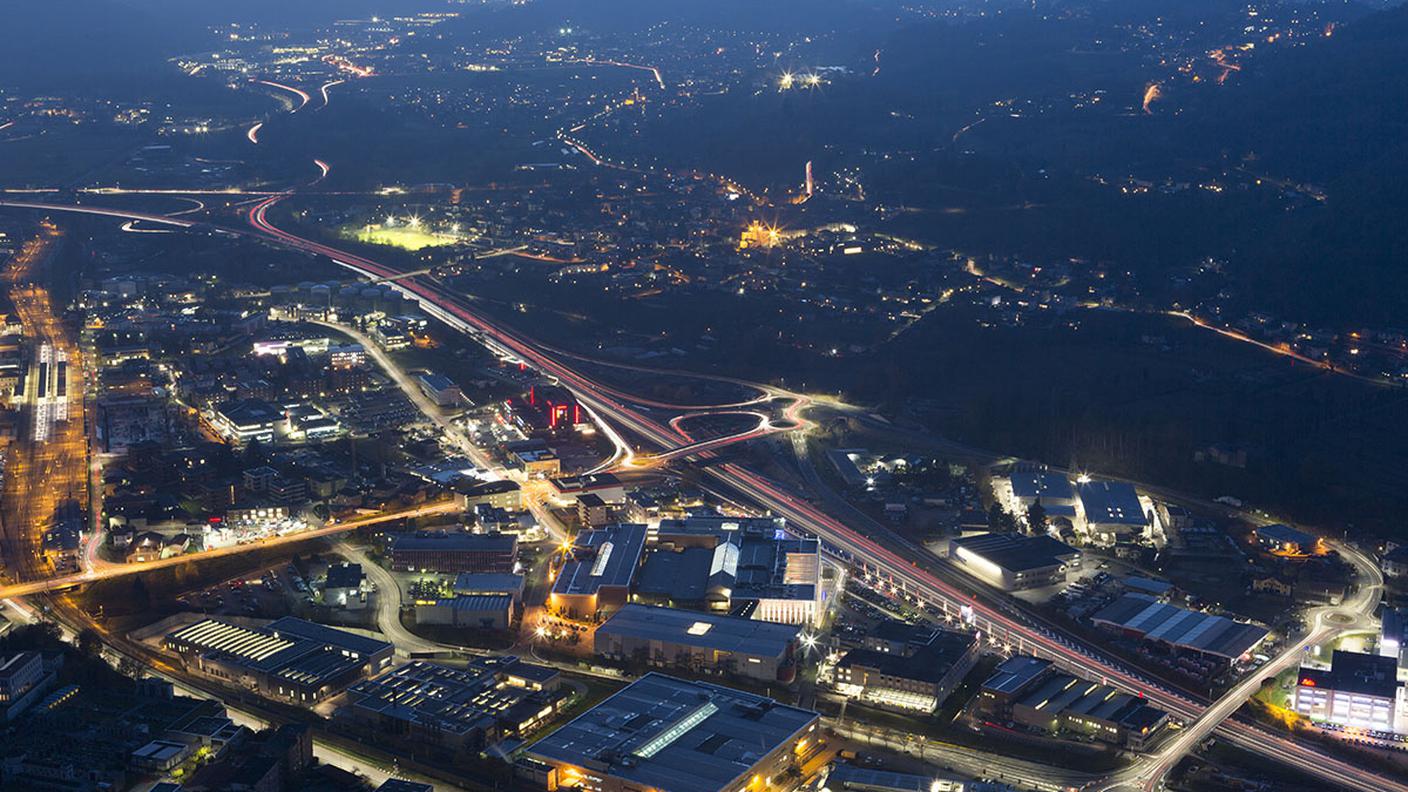 La zona dello svincolo di Mendrisio